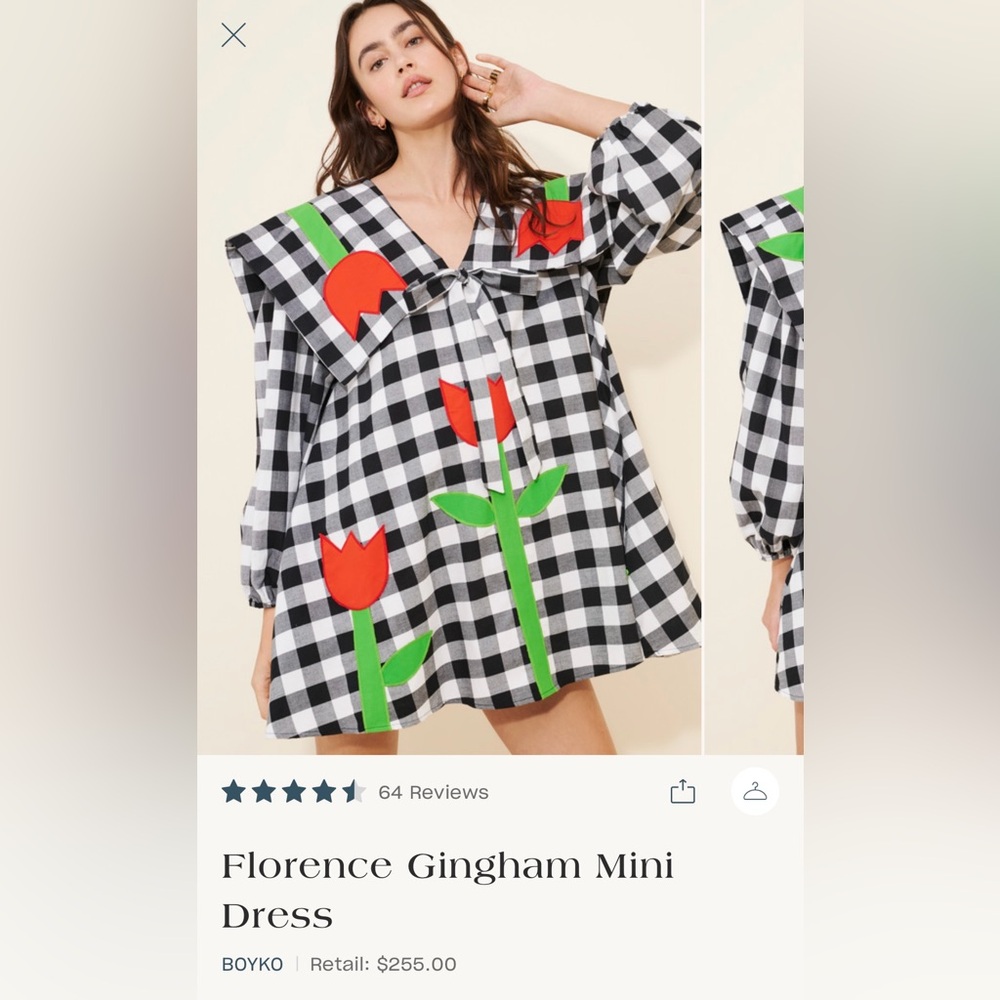 Boyko Florence Gingham Mini Dress | Size Large | Originally $255